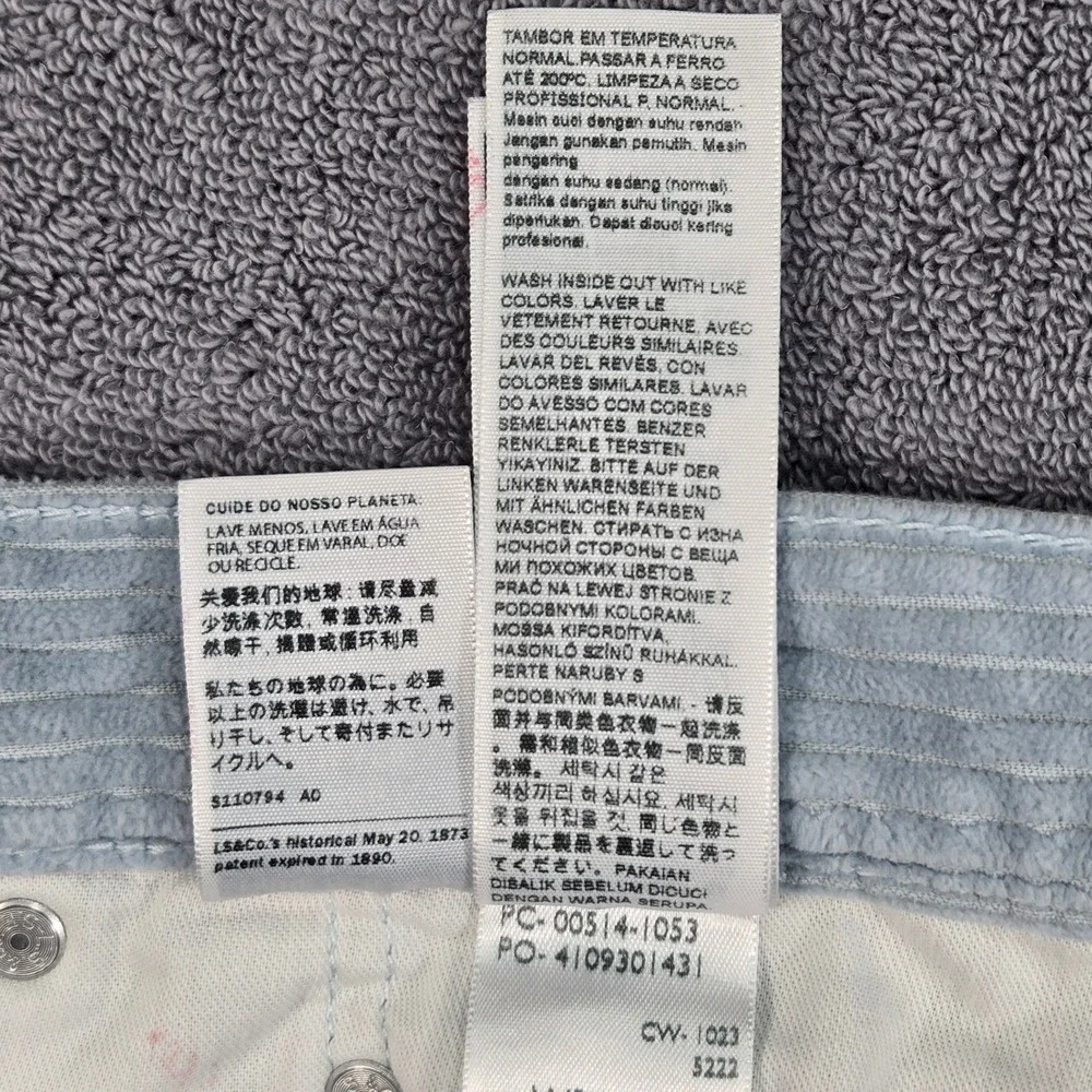 Levi's 514 Straight Fit Corduroy Pants‎ Mens 36x30 Blue Gray Light Wash Cords 36